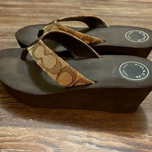 Coach wedge flip flops size 6